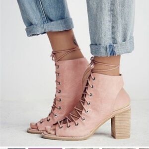 Free People x Jeffrey Campbell Minimal Lace Up Leather Heels